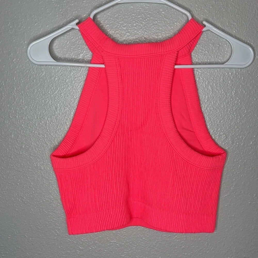 AERIE Women's Pink Superchill Seamless High Neck Bra Top NWT Size XL - Picture 6 of 7
